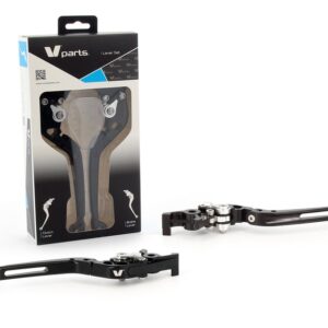 Leviers V PARTS repliables 177mm taillé masse noir/visserie alu avec adaptateurs par paire Honda