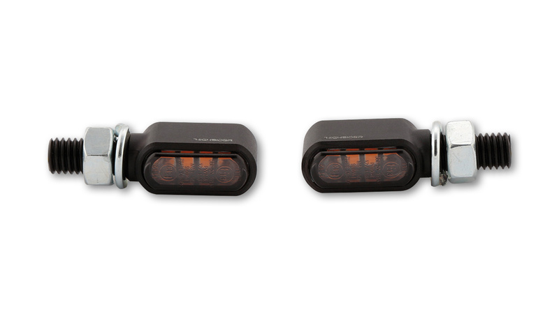 Clignotants LED HIGHSIDER pro - Little Bronx - noir/fumé - usiné CNC - homologué E - la paire