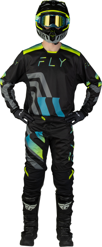Maillot FLY RACING Kinetic Volt - noir/gris/Teal/jaune